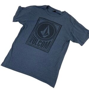 Volcom‎ Mens Graphic T-Shirt Blue Heathered Stone Logo Skate Tee Size M